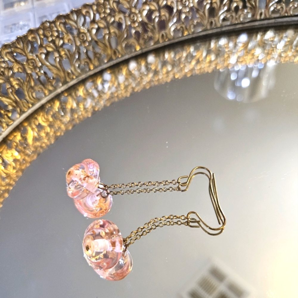 Pink, Faux Crystal,Ball Drop Earrings